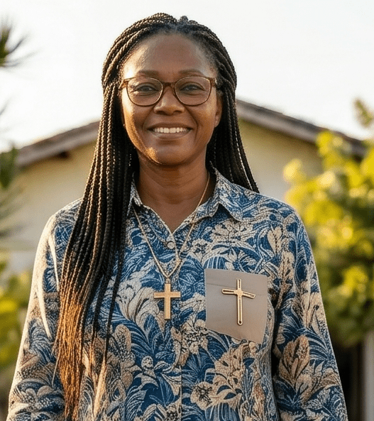 Foto de perfil de uma mãe brasileira (identidade preservada), sorrindo com serenidade e alívio após aplicar o método Mente de um Dependente.